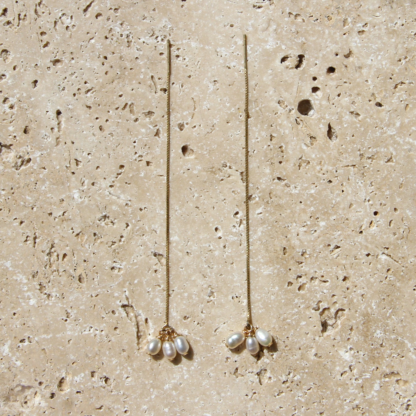 Crosby Triple Pearl Threader Earrings